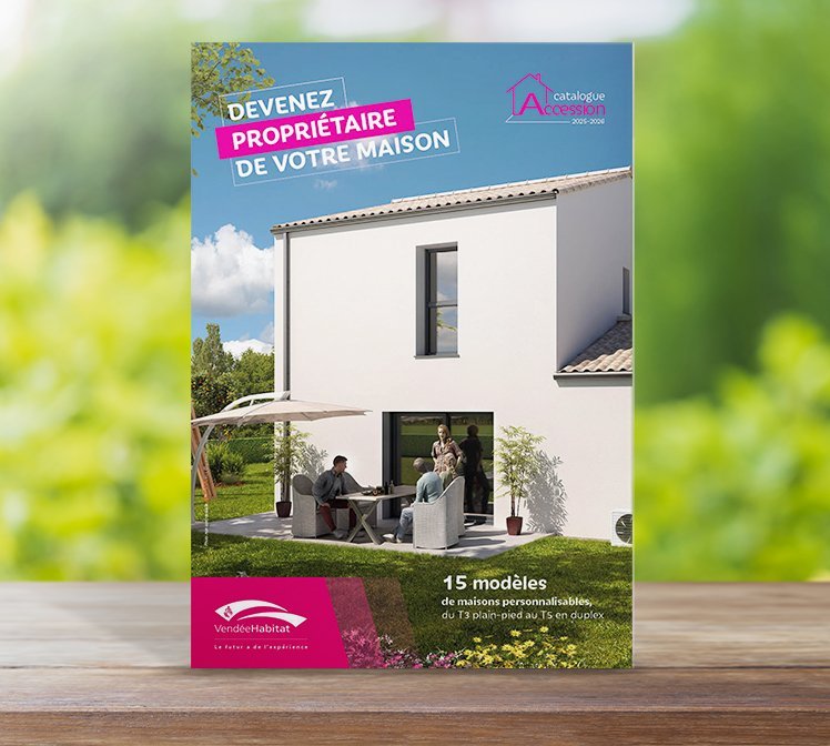 couverture du catalogue accession 2025-2026 devenir propriétaire de sa maison neuve avec Vendée Habitat